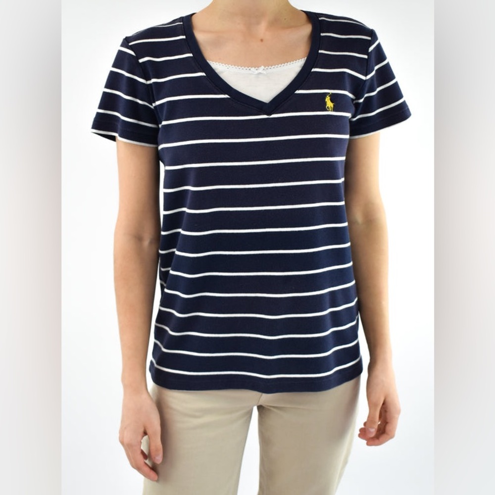 Striped V-neck tee polo by Ralph Lauren extra-large
